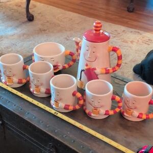 Charming Red and White Coffee Set